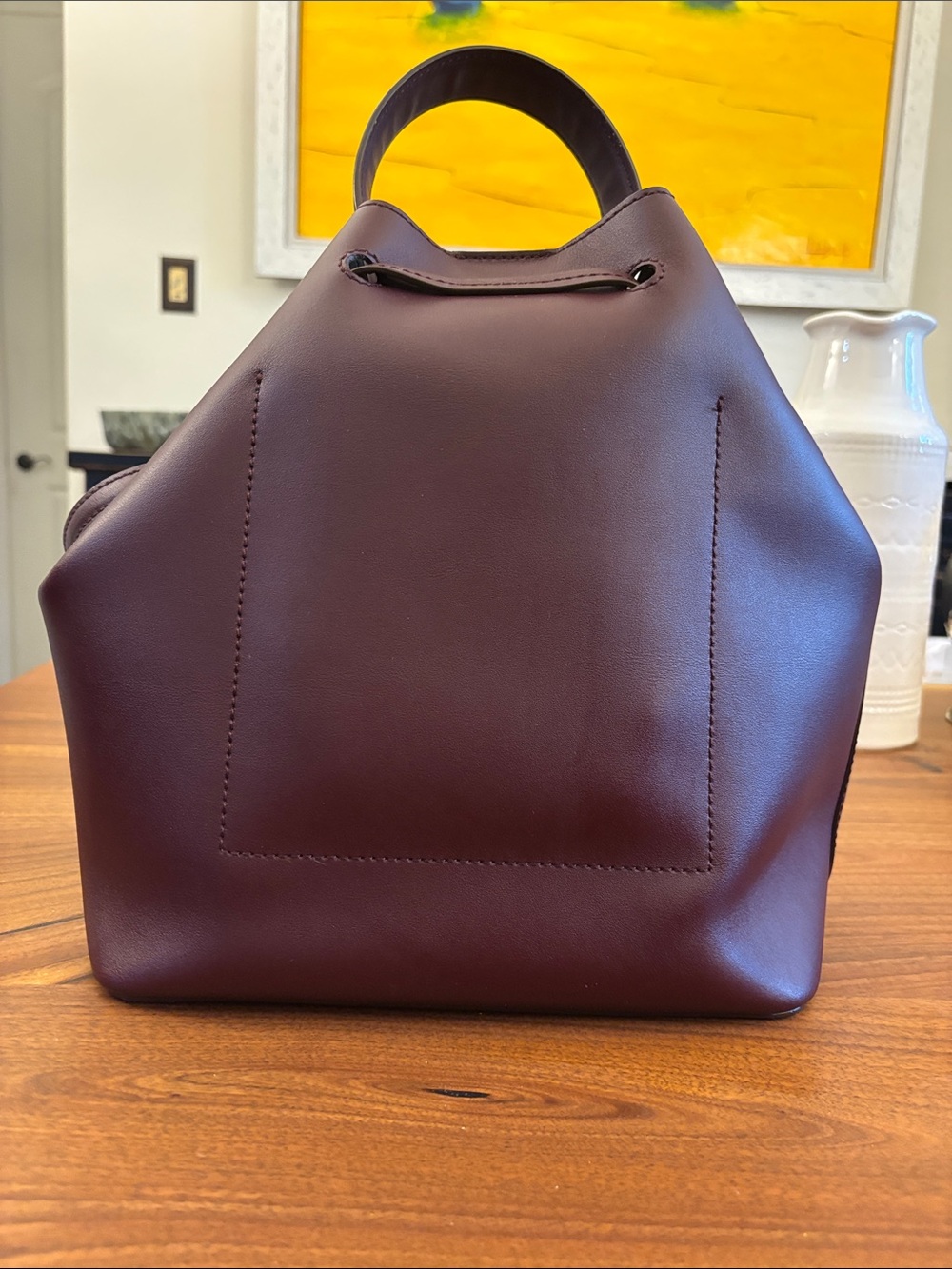 Ralph Lauren Burgundy Leather Drawstring Crossbody Bag - Picture 4 of 5